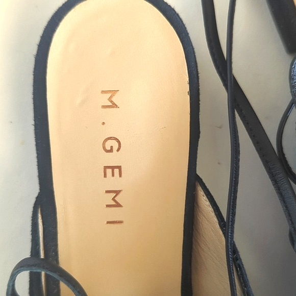 M.Gemi Womens Lace Up Ballerina Flat Suede Open Back Pointed Toe Black 39 - Picture 3 of 6